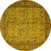 Round Machine Washable Persian Yellow Traditional Rug, wshtr150yw