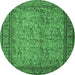 Round Persian Emerald Green Traditional Rug, tr150emgrn