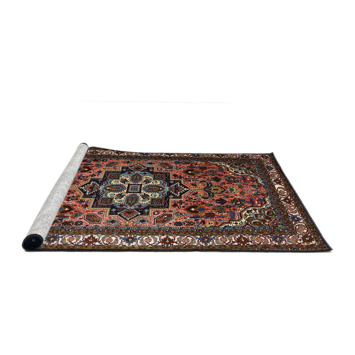 Sideview of Machine Washable Traditional Dark Almond Brown Rug, wshtr1510
