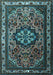 Medallion Light Blue Traditional Rug, tr1510lblu