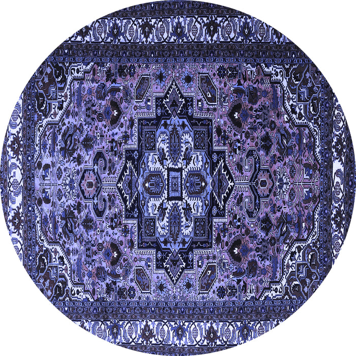 Round Medallion Blue Traditional Rug, tr1510blu