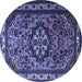 Round Medallion Blue Traditional Rug, tr1510blu