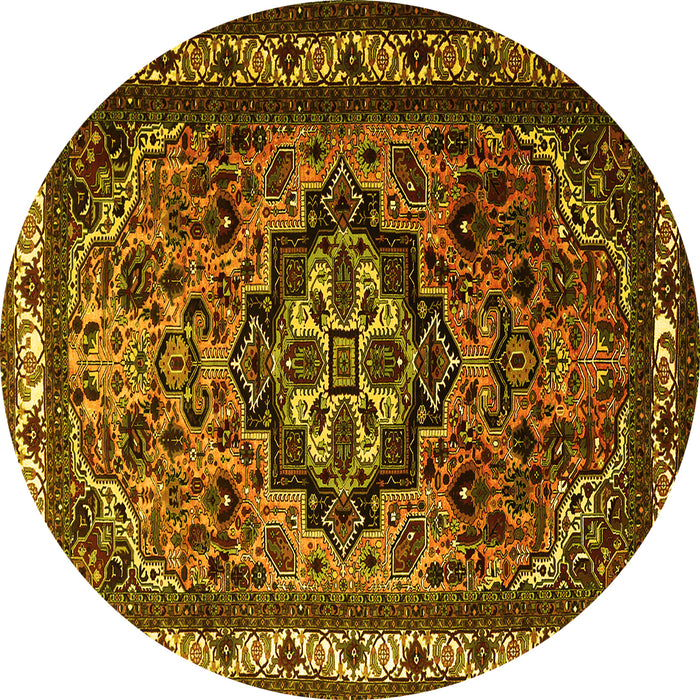 Round Medallion Yellow Traditional Rug, tr1510yw