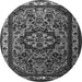 Machine Washable Medallion Gray Traditional Rug, wshtr1510gry