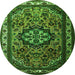 Square Medallion Green Traditional Rug, tr1510grn