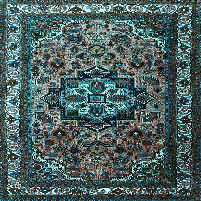 Square Medallion Light Blue Traditional Rug, tr1510lblu