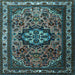 Square Medallion Light Blue Traditional Rug, tr1510lblu