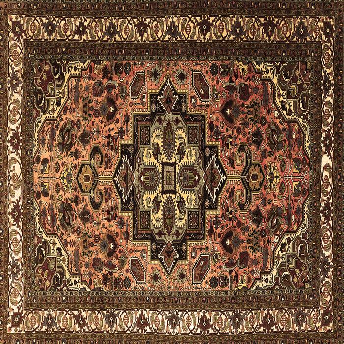 Square Machine Washable Medallion Brown Traditional Rug, wshtr1510brn