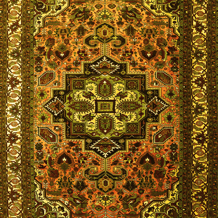 Machine Washable Medallion Yellow Traditional Rug, wshtr1510yw