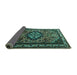 Sideview of Medallion Turquoise Traditional Rug, tr1510turq