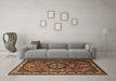 Machine Washable Medallion Brown Traditional Rug in a Living Room,, wshtr1510brn