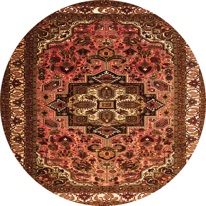 Machine Washable Medallion Orange Traditional Area Rugs, wshtr1510org