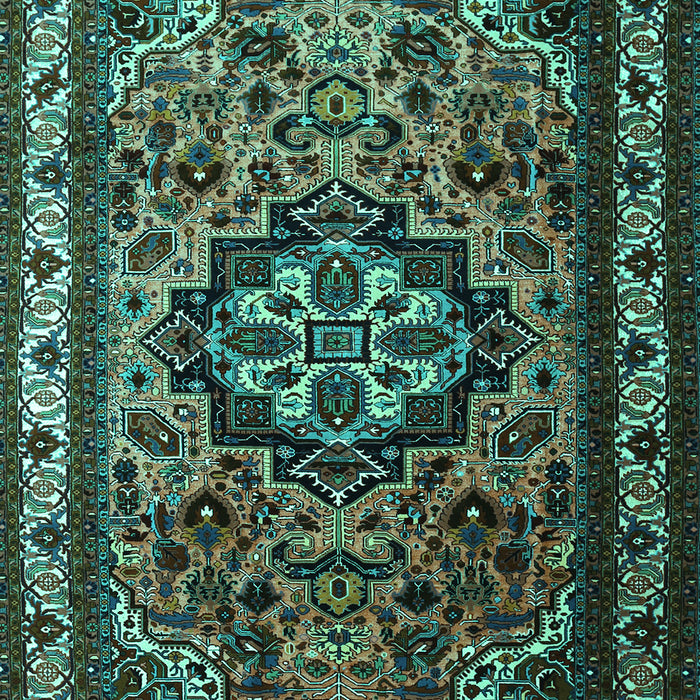 Machine Washable Medallion Turquoise Traditional Area Rugs, wshtr1510turq
