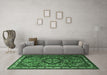 Machine Washable Medallion Emerald Green Traditional Area Rugs in a Living Room,, wshtr1510emgrn