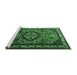 Sideview of Machine Washable Medallion Emerald Green Traditional Area Rugs, wshtr1510emgrn