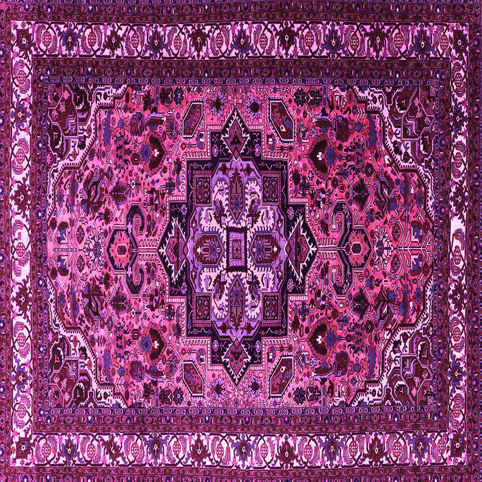 Square Machine Washable Medallion Pink Traditional Rug, wshtr1510pnk