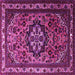 Square Machine Washable Medallion Pink Traditional Rug, wshtr1510pnk