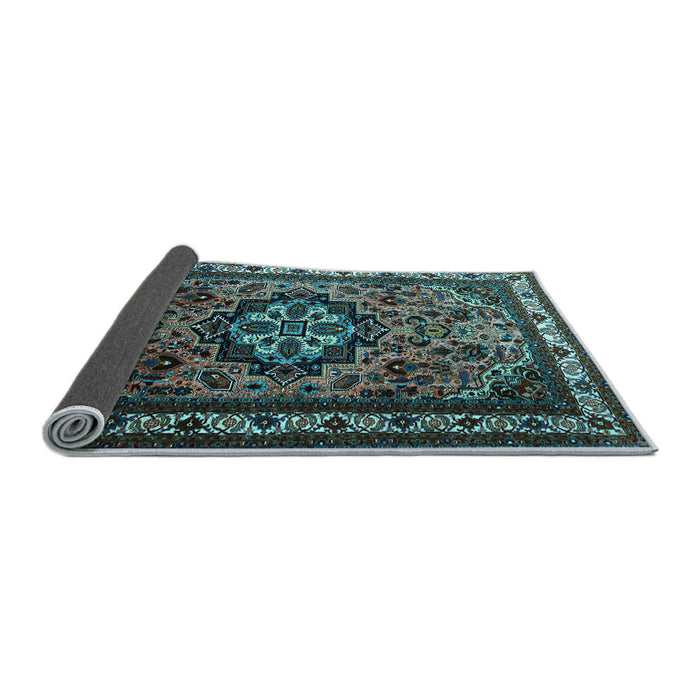 Sideview of Medallion Light Blue Traditional Rug, tr1510lblu