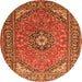 Machine Washable Medallion Orange Traditional Area Rugs, wshtr1511org