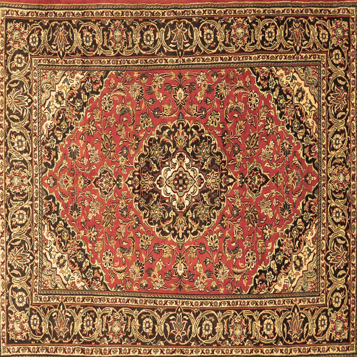 Square Machine Washable Medallion Brown Traditional Rug, wshtr1511brn