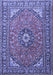 Machine Washable Medallion Blue Traditional Rug, wshtr1511blu