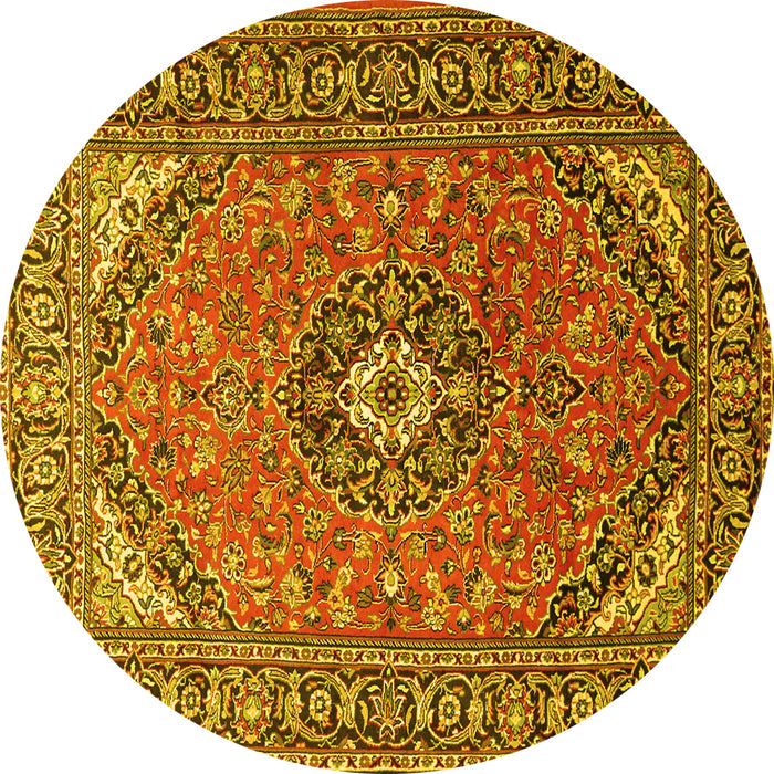 Round Medallion Yellow Traditional Rug, tr1511yw