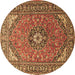 Round Medallion Brown Traditional Rug, tr1511brn