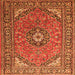 Serging Thickness of Medallion Orange Traditional Rug, tr1511org