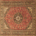 Square Medallion Brown Traditional Rug, tr1511brn