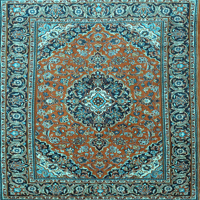Square Medallion Light Blue Traditional Rug, tr1511lblu