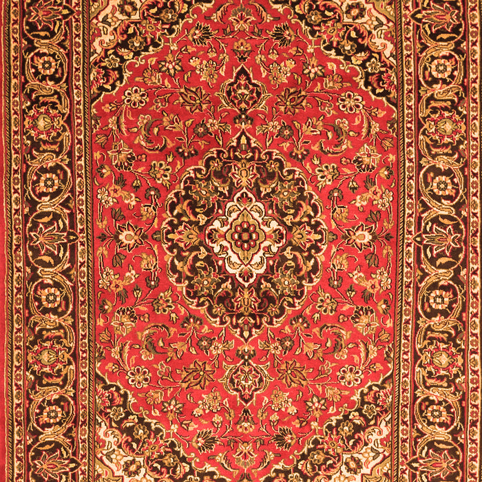 Serging Thickness of Machine Washable Medallion Orange Traditional Area Rugs, wshtr1511org