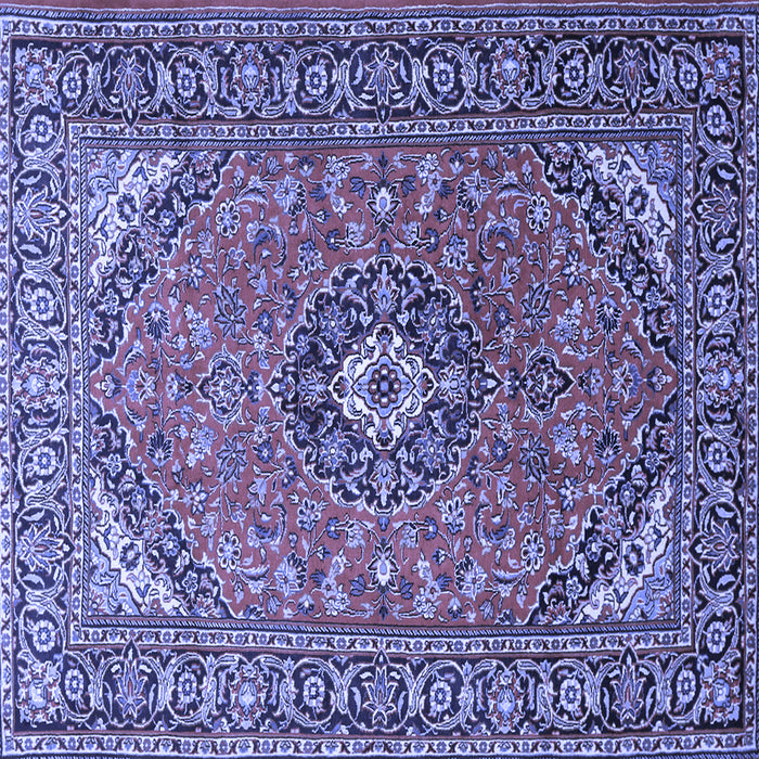 Square Machine Washable Medallion Blue Traditional Rug, wshtr1511blu