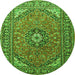 Machine Washable Medallion Green Traditional Area Rugs, wshtr1511grn