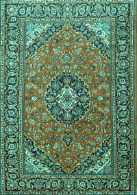 Medallion Turquoise Traditional Rug, tr1511turq