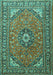 Medallion Turquoise Traditional Rug, tr1511turq