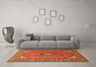 Machine Washable Medallion Orange Traditional Area Rugs in a Living Room, wshtr1511org