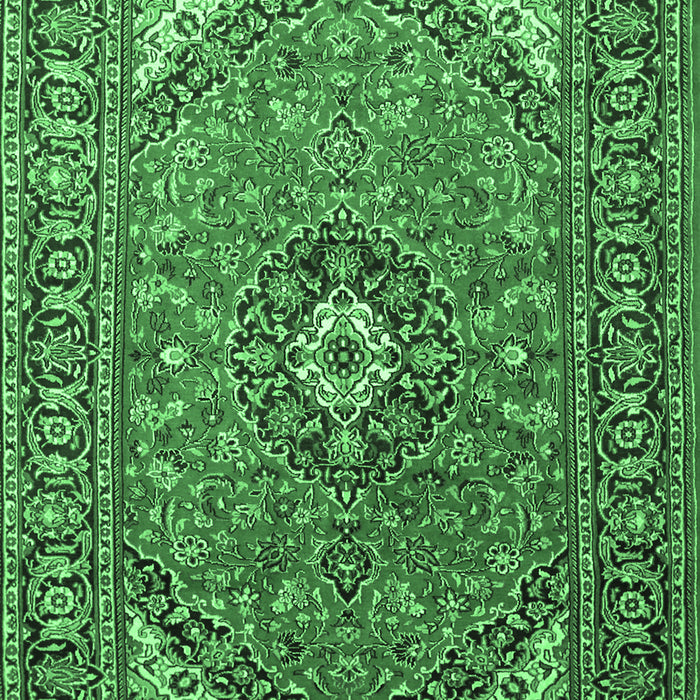 Medallion Emerald Green Traditional Rug, tr1511emgrn