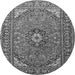 Machine Washable Medallion Gray Traditional Rug, wshtr1511gry