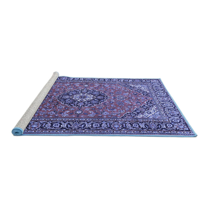 Sideview of Machine Washable Medallion Blue Traditional Rug, wshtr1511blu