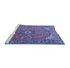 Sideview of Machine Washable Medallion Blue Traditional Rug, wshtr1511blu