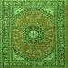 Serging Thickness of Medallion Green Traditional Rug, tr1511grn