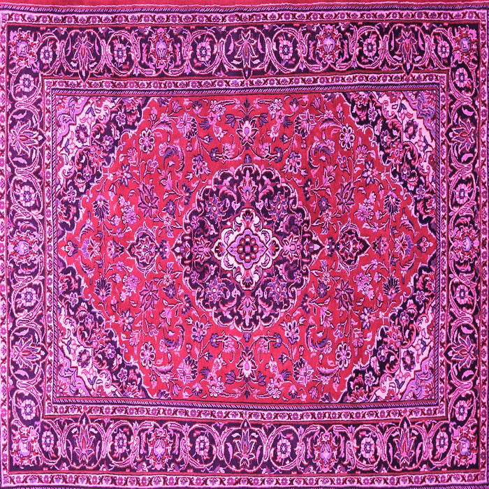 Square Machine Washable Medallion Pink Traditional Rug, wshtr1511pnk