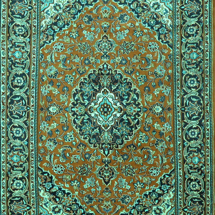 Machine Washable Medallion Turquoise Traditional Area Rugs, wshtr1511turq