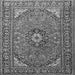 Round Machine Washable Medallion Gray Traditional Rug, wshtr1511gry