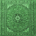 Square Medallion Emerald Green Traditional Rug, tr1511emgrn