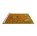 Sideview of Machine Washable Medallion Yellow Traditional Rug, wshtr1511yw