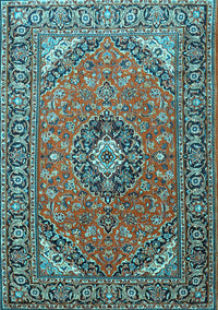 Medallion Light Blue Traditional Rug, tr1511lblu