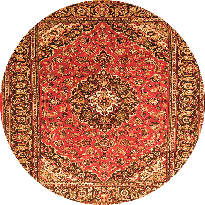 Square Medallion Orange Traditional Rug, tr1511org