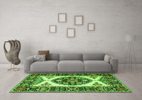 Machine Washable Persian Green Traditional Rug, wshtr1512grn