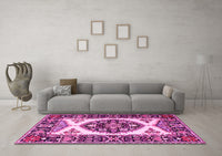 Machine Washable Persian Pink Traditional Rug, wshtr1512pnk